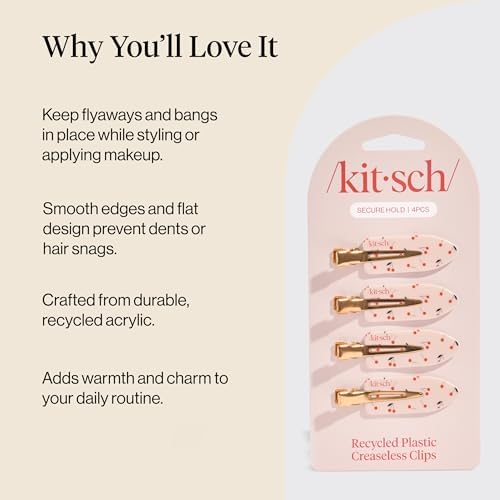 Kitsch Creaseless Hair Clips for Women - Cherry Print, 4pcs - Image 3