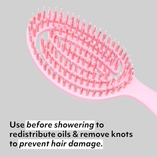 The Boar's Hair Bristle Wellness Brush | Conditions, Detangles, Boosts Scalp Circulation, Lightweight Flexible Design, Vented Cushion, Pain-Free, Helps Dry Damaged Hair (Sakura Pink) - Image 5