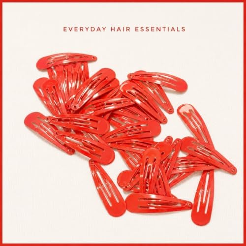 40 Counts Red Color Metal Snap Hair Clips 2 Inch Barrettes for Women Accessories - Image 2