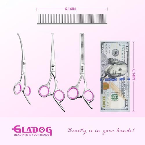 GLADOG Professional 5 in 1 Dog & Cat Grooming Scissors Set with Safety Round Tips, Sharp and Heavy-duty Pet Grooming Shears for Cats (Red) - Image 4