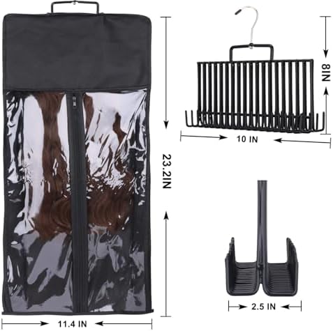 2 Set Double Size Hair Extension Holder, Professional Full Length Weft Metal Hair Styling Tool for Multi-Layer Hair Washing, Drying, Coloring, Styling & Storing (Black, Double Size) - Image 4