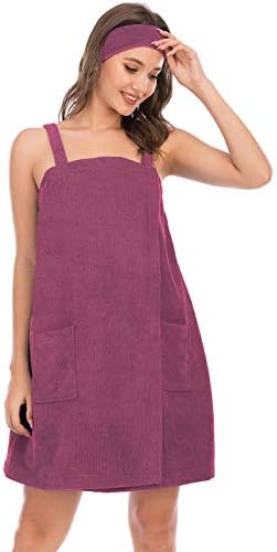 Veseacky Women Bath Wrap Towel for Womens Shower with Pocket Adjustable Spa Robe & Facial Headband - Image 3