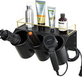 J JACKCUBE DESIGN Hair Dryer Holder Wall Mount Bathroom Vanity Hair Styling Care Tool Accessories 3 Cups Storage Organizer Caddy with Shelf Steel Black Gold- MK1002A (Black) by JACKCUBEDESIGN