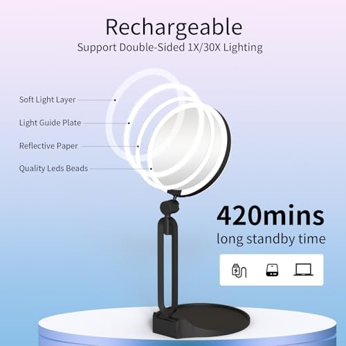 Magnifying Mirror with Light 10X/1X, Double Sided, Foldable, Rechargeable - Image 6