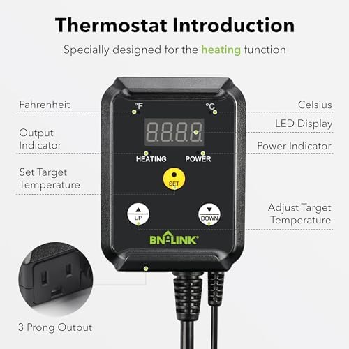 BN-LINK Reptile Thermostat Controller and Heat Mat for for Seed Germination, Reptiles and Brewing Breeding Incubation Greenhouse - Image 6