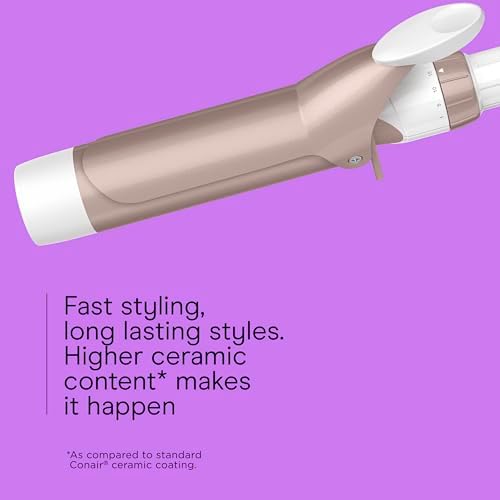 Conair Double Ceramic 1 ½-Inch Curling Iron with Claw Clip, 1 ½-Inch Barrel Creates Soft Waves, Hair Waver for Use on Medium & Long Hair, White/Rose Gold - Image 3