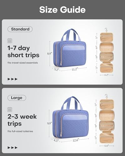 HOTOR Hanging Travel Toiletry Bag Women Men, Aegean-Blue, Large - Image 4