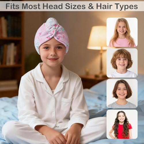 Microfiber Hair Towel Wrap for Kids Girls, Quick Dry Towel, 2 Pack - Image 4