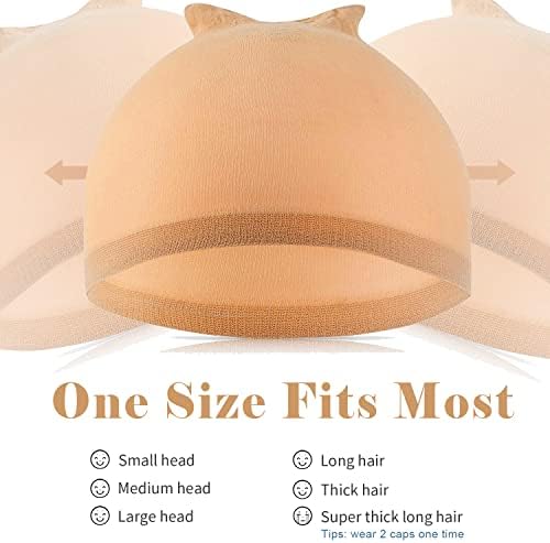 IKOCO Wig Cap, 6Pcs Stretchy Nylon Caps for Women, Light Brown - Image 2