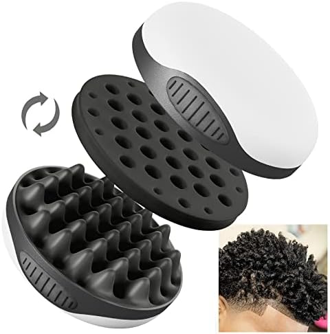 WTTORDE Silicone Twist Curl Hair Brush for Afro Waves, Detachable Two-Sided Wave Tool With Big and Small Holes for Men, Women, Short Hair, Black, 1 Pcs by WTTORDE