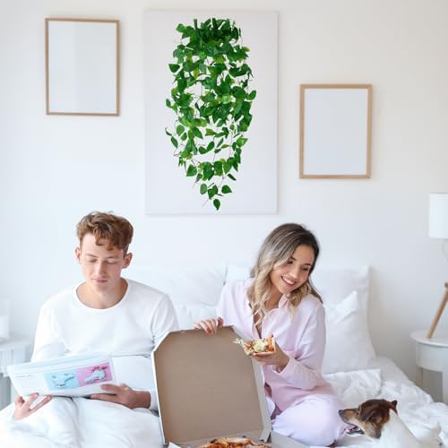 Freyalife Fake Hanging Plants for Room Decor, Artificial Ivy vines Greenery Leaves Garlands for Home Aesthetic living Bedroom kitchen Office Wall patio Bookshelf, Indoor,Outdoor decorations(No Basket) - Image 4