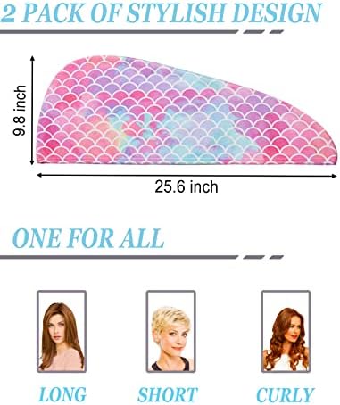 Microfiber Hair Towel Wrap for Kids Girls, Ultra Absorbent, 2 Pack - Image 4