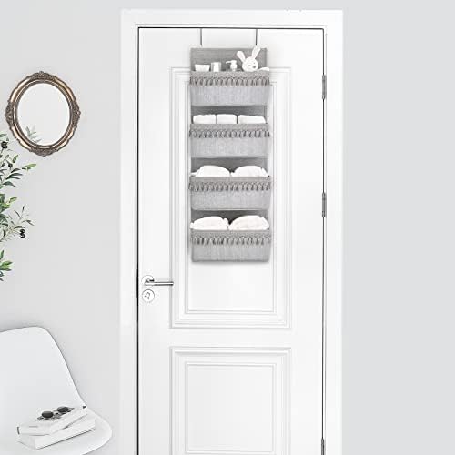 Dahey Over The Door Organizer 4 Pockets Hanging Behind Door Storage, Grey - Image 2
