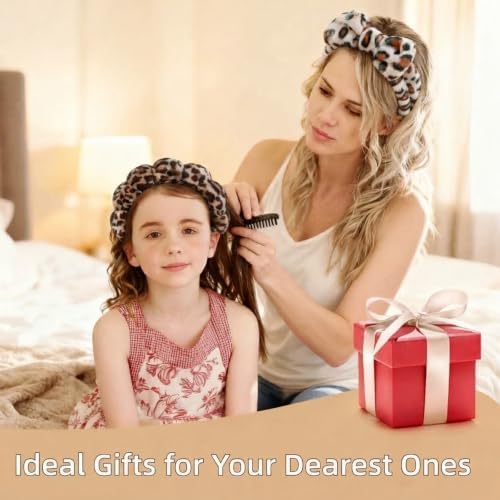 7 Pcs Spa Set, Facial Headband and Wristband Set, Skincare Accessories, College Style Girl Gift, Hair Accessories for Women and Girls（Brown Leopard） - Image 4