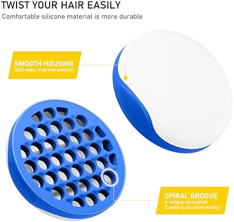 Silicone Curling Brush with Pick Comb and Spiralized Cavities - Two-Sided Hair Tool for Afro Curls, Small Holes Curler for All Genders, Blue, 1 Piece - Image 6