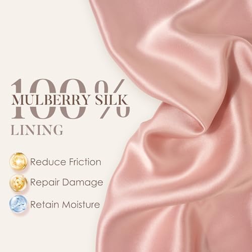 LULUSILK 100% Mulberry Silk Bonnet for Sleeping Women and Men, Pink - Image 2