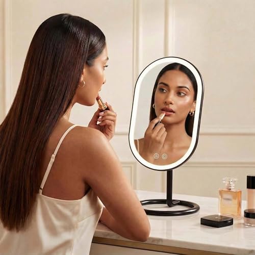 Fancii Vera LED Lighted Vanity Makeup Mirror, Rechargeable - Cordless Illuminated Cosmetic Mirror with 3 Dimmable Light Settings, Dual Magnification (Obsidian) - Image 4