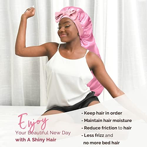 YANIBEST 2Pcs Silk Feeling Bonnet for Sleeping Braid Bonnet for Long Hair - Image 6