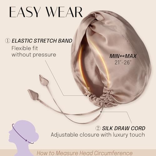 OLESILK Silk Hair Bonnet for Sleeping Women, 100% Mulberry Silk, Anti-Frizz - Image 6