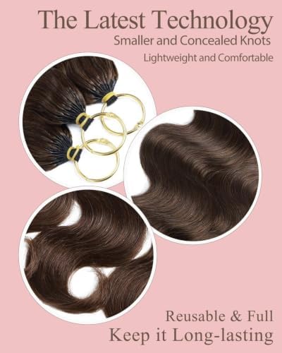 4# Chocolate Brown 18 Inch Human Crochet Hair for Black Women, Feather Crochet Extensions 55g 40 Strands, Resusable Miracle Look Hair Bundles, Soft Lightweight Small Knots Body Wave - Image 3