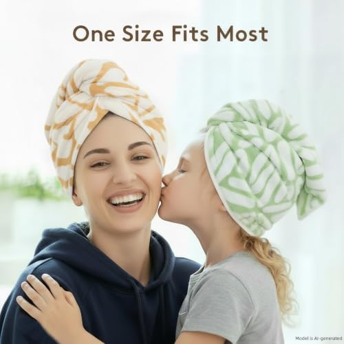2-Pack Microfiber Hair dring Towel | 50% Faster Drying, Ultra Absorbent & Frizz Control | for Long/Curly Hair | 16 * 26" Large Size | Travel Gym Home Use(Yellow,Green) - Image 6