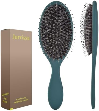 Boar Bristles Hair Brush for Women and Men, Detangling Hair Brush for Smoothing Massage Add Shine, Nylon&Boar Bristles Detangler brush for Hair Healthy (1 Pack-Green) by aestheticspracticality