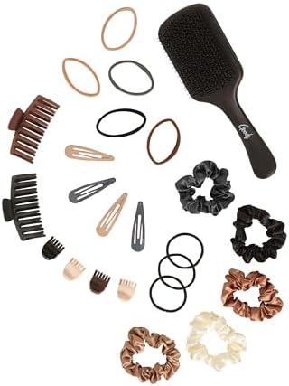 Goody Hair Accessories Kit, Everyday Essentials for Women - 51 PC Neutral Color Set for All Types - Ouchless Damage-Free Ties, SlideProof Claw Clips, Snap Clips, Scrunchies, Tanglefix Brush - Image 2