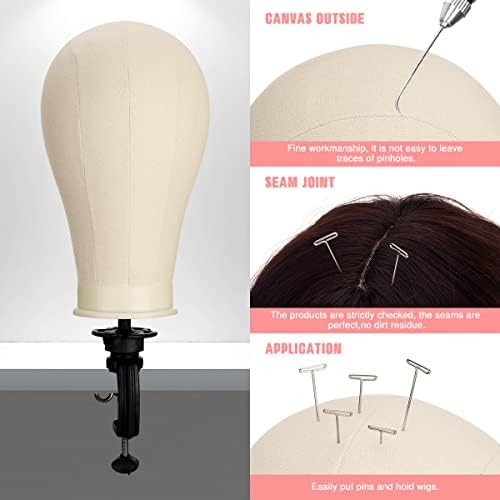 SZCY LLC 22 Inch Wig Head, 47inch Wig Stand Tripod with Heads, Canvas Block Head Mannequin Head Stand Wigs Display Styling Head With Mount Hole, Manikin Canvas Head Block Set for Wigs Making Display - Image 4