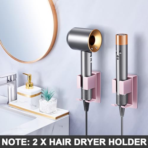 Hair Straightener Holder Wall Mounted Blow Dryer Holder, Blow Dryer and Curling Iron Holder, Hair Dryer and Straightener Holder, Bathroom Hair Tools Organizer and Storage (Rose Gold, 2Pcs) - Image 3