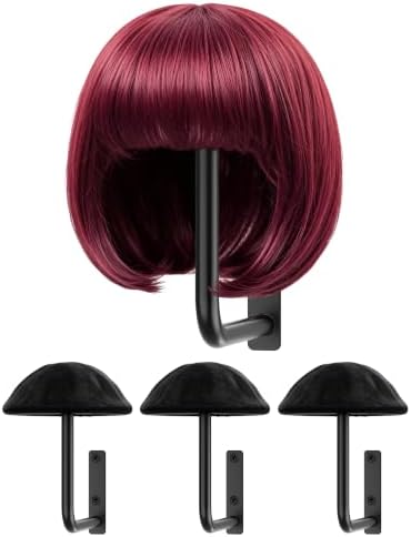 3 Pack Wig Stand Wall Mount, Metal Hat Display Holder with Velvet Cover by GIGIFTREE