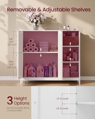 VASAGLE Bathroom Floor Cabinet,3 Adjustable Shelves, Cloud White - Image 3