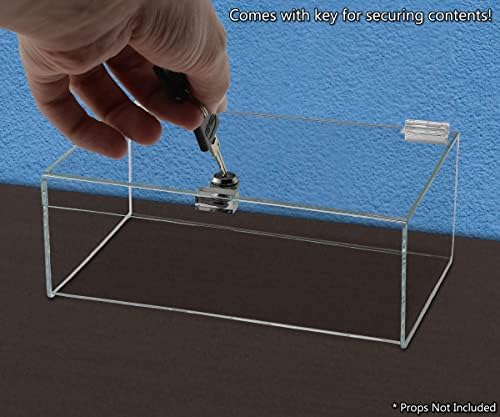 2 Pack Acrylic Locking Display Case with Keys 12" x 9" x 5" Clear Rectangular Countertop Tray with Lid for Artifacts Antiques Collectibles Jewelry Currency and Coins by Marketing Holders - Image 2