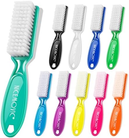 10 Pcs Handle Grip Nail Brush, NICEMOVIC Hand Fingernail Cleaner Brush Manicure Tools Scrub Cleaning Brushes Kit, Use for Toe and Nail Cleaning (Bright Colors) by NICEMOVIC