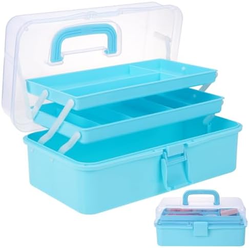 Tackle Box, 3-Layer Craft Sewing Medicine Art Hair Tool Organizer Blue by Outuxed