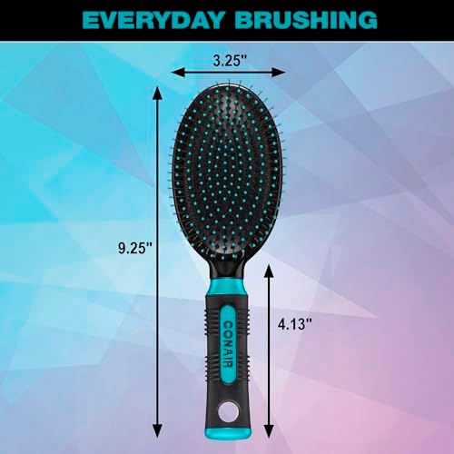 Conair Salon Results Hairbrush for Men and Women, Hairbrush for Everyday Brushing with Wire Bristles and Cushion Base (Pack of 2) - Image 3