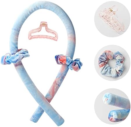 Heatless Curling Rod Headband No Heat Silk Ribbon Curling Rod Hair Roller Curls with Hair Claw Clip Lazy Natural Soft Wave DIY Hair Rollers Styling Tool for Sleep in Overnight (Cai) - Image 4