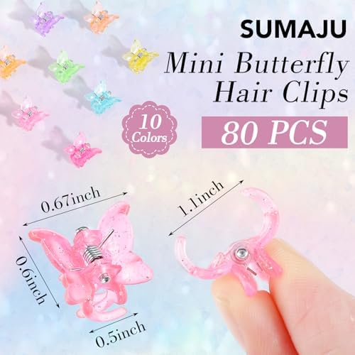 80Pcs 0.6In Mini Butterfly Hair Claw Clips for Girls Women Small Barrettes - Image 2