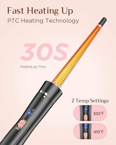 5 in 1 Wand Curling Iron-Kinked Curling Wand Set with Flat Iron Hair Straightener, 3 Barrels Hair Crimper, 3 Ceramic Curling Irons (0.35"-1.25"), 2 Temps Fast Heat Hair Waver Curler, Rose Gold - Image 6