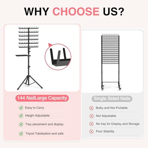 Hemndic Braiding Hair Rack with Tray, 2-sided 144 Pegs, Heavy Duty Braiding Rack Stand for Hair, Height Adjustable Standing Hair Extension Holder with Storage Bag & Braiding Accessories - Image 6