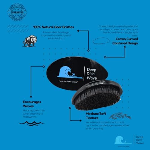 Deep Dish Wave Brush - 360 Wave Brush For Men - 360 Wave Training Crown (Medium, Black) - Image 2