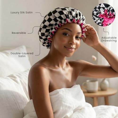 Silk Satin Hair Bonnet for Sleeping Reversible - Image 3