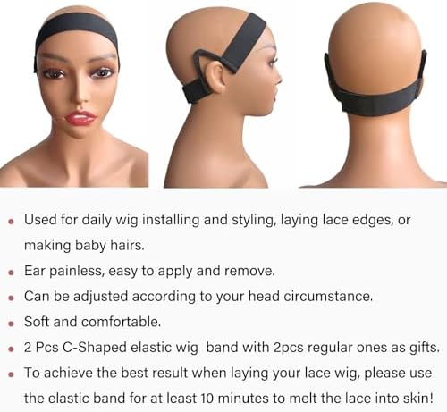 2Pcs Double-Sided C-Shaped Ear Cut Out Wig Melting Band for Lace Front melting, Ear Free Painless adjustable Wig Band for Laying Edges - Image 5