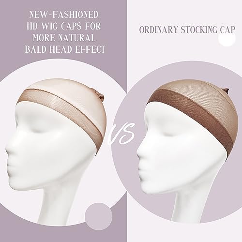 HD Wig Cap for Women, Breathable Bald Cap for Wig, Dark Brown 24 PCS - Image 3