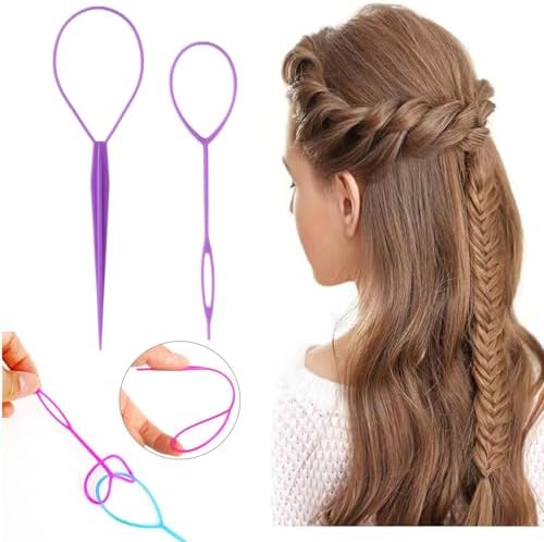 Schembo Topsy Tail Hair Tool Set - 6pcs Loop Styling Tool, Ponytail Pull Through, Two Sizes, 3 Colors (Pink/Purple/Blue) for Women, Girls & Kids - Image 7
