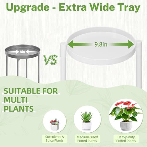 3 Tier Large Plant Stand Indoor Outdoor, 10 In Wide Tray, White - Image 2