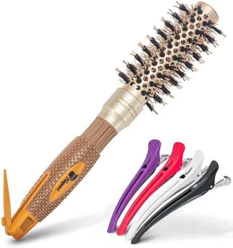 Fagaci Small Round Brush with Natural Boar Bristle for Blow Drying, Hair Styling, and Volume | Nano Technology Ceramic + Ionic for Healthy Hair by Fagaci
