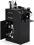 BarberPub Locking Barber Station with Storage Cabinet 2005 (Black) by BarberPub