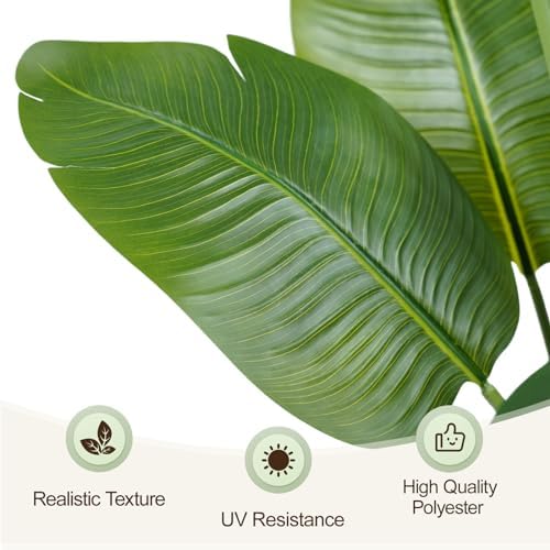 Lifelike Bird of Paradise Artificial Plant 4ft Faux Banana Leaf Tree with 9 Trunks for Home Decor - Perfect Indoor Silk Floor Plant for Living Room, Office, and Bedroom Ambiance Enhancement - Image 5