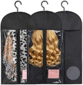 3PCS Anti-Static Wig Storage & Care, Multi-functional Wig Holder for Multiple Wigs Wig bags for travel, Dust-Proof Storage Organizer with Hook for Hair Extensions, Wigs & Accessories (Black) by Unknown
