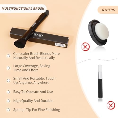 docolor Dual-Ended Hairline Powder Brush, Hair Contour Brush with Sponge Tip, Makeup Brush for Seamless Blending, for Hair Contouring, Root Touch-ups, and Beard Coverage Vegan & Cruelty-free - Image 4